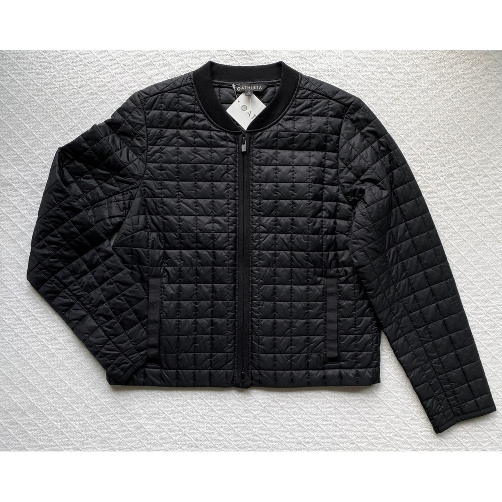 Athleta Recycled Grandview Shortie Quilted Bomber Jacket Black Size S NWT - Picture 6 of 10